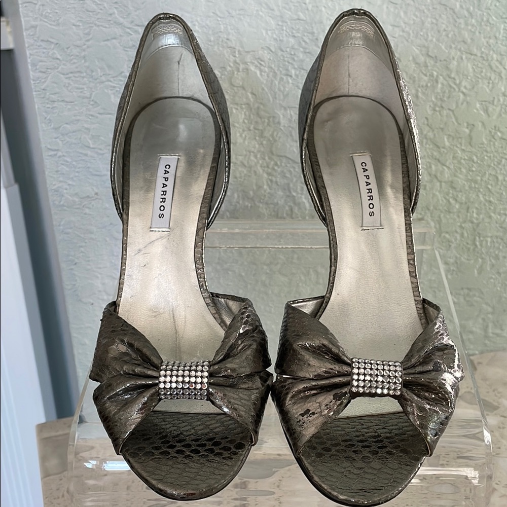 Caparros Silver Heels with Rhinestones 8B